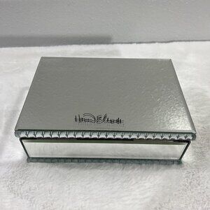 Howard Elliott Mirrored Jewelry Box With Beaded Glass Trim Silver